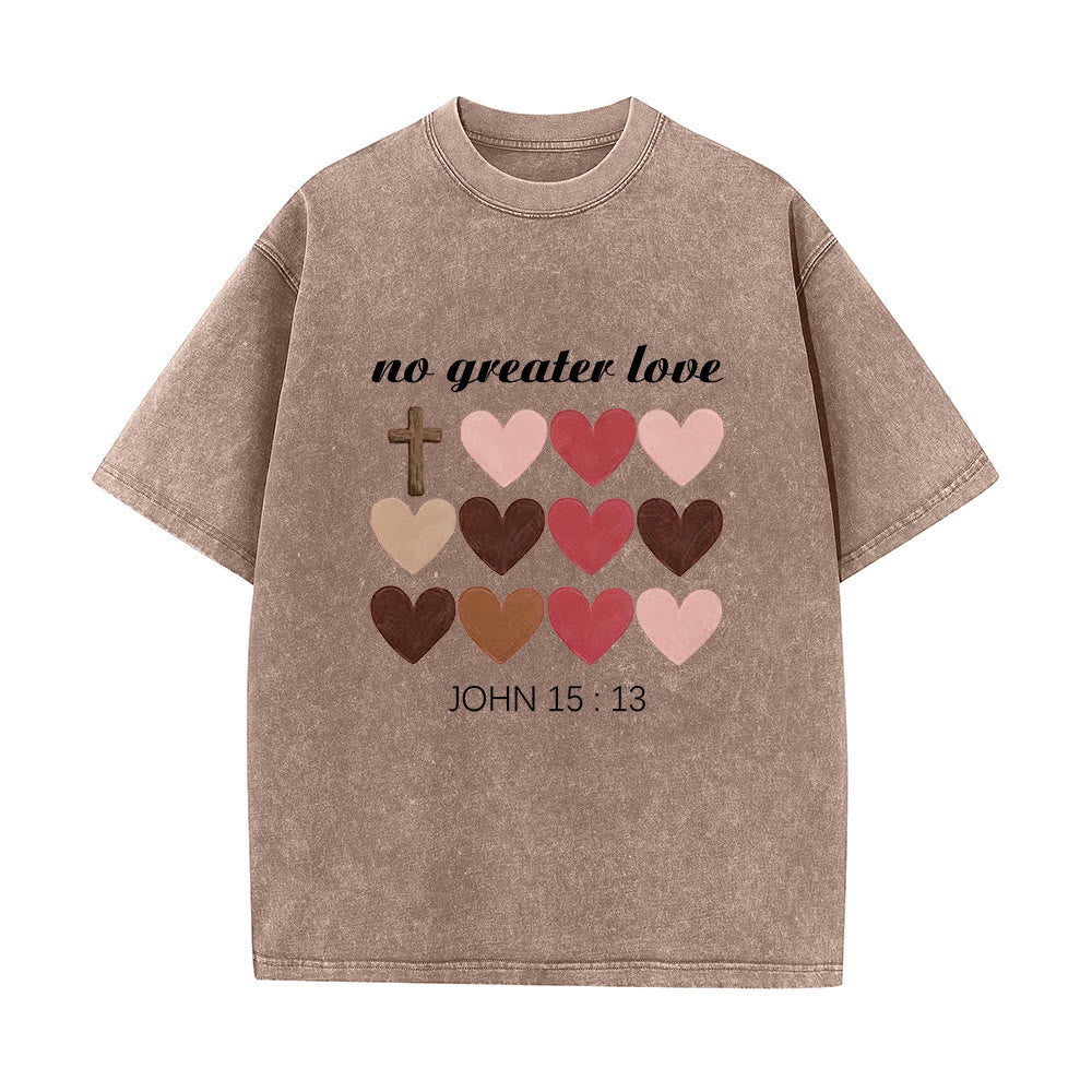 Christianartworkshop Keine größere Liebe – Johannes 15,13 – Unisex-T-Shirt mit gekreuzten Herzen (vorgewaschen) - Braun - 5XL - image 5