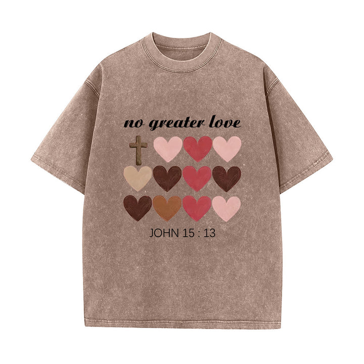 Christianartworkshop Keine größere Liebe – Johannes 15,13 – Unisex-T-Shirt mit gekreuzten Herzen (vorgewaschen) - Braun - 5XL - image 5