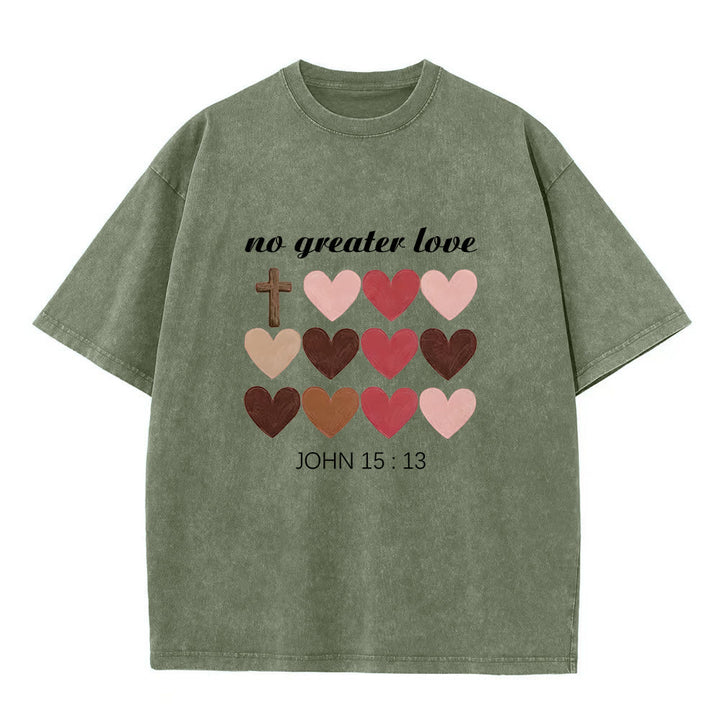 Christianartworkshop Keine größere Liebe – Johannes 15,13 – Unisex-T-Shirt mit gekreuzten Herzen (vorgewaschen) - Armeegrün - 5XL - image 4