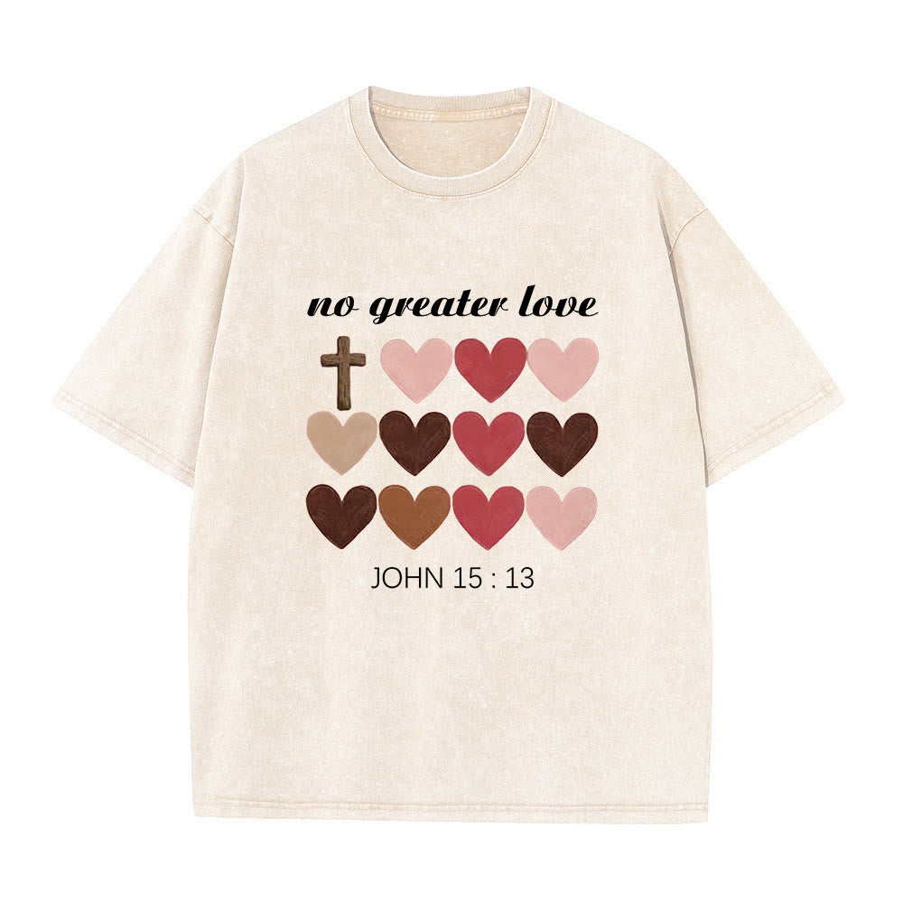 Christianartworkshop Keine größere Liebe – Johannes 15,13 – Unisex-T-Shirt mit gekreuzten Herzen (vorgewaschen) - Beige - 5XL - image 6