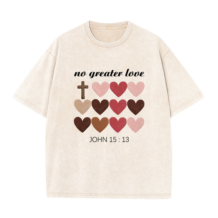 Christianartworkshop Keine größere Liebe – Johannes 15,13 – Unisex-T-Shirt mit gekreuzten Herzen (vorgewaschen) - Beige - 5XL - image 6