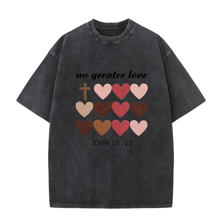 Christianartworkshop Keine größere Liebe – Johannes 15,13 – Unisex-T-Shirt mit gekreuzten Herzen (vorgewaschen) - Schwarz - 5XL - image 1
