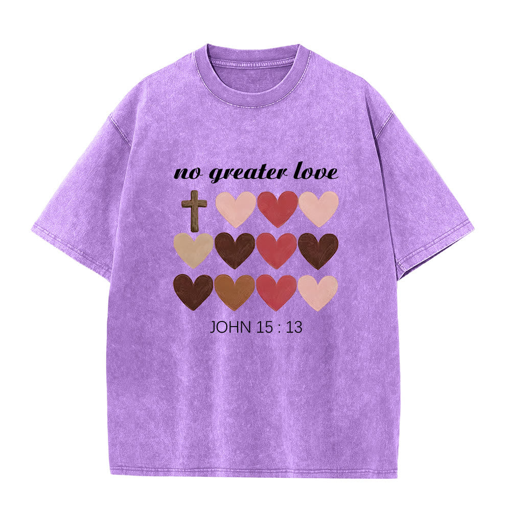 Christianartworkshop Keine größere Liebe – Johannes 15,13 – Unisex-T-Shirt mit gekreuzten Herzen (vorgewaschen) - Lila - 5XL - image 8