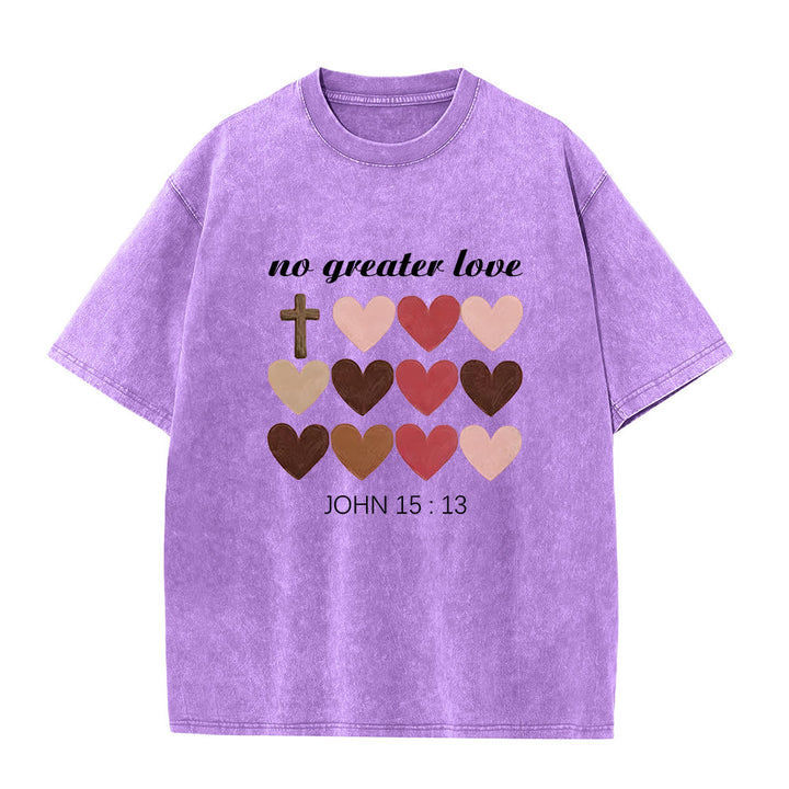 Christianartworkshop Keine größere Liebe – Johannes 15,13 – Unisex-T-Shirt mit gekreuzten Herzen (vorgewaschen) - Lila - 5XL - image 8