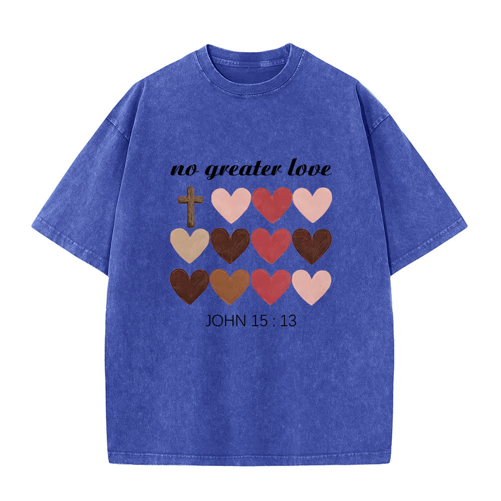 Christianartworkshop Keine größere Liebe – Johannes 15,13 – Unisex-T-Shirt mit gekreuzten Herzen (vorgewaschen) - Blau - 5XL - image 7
