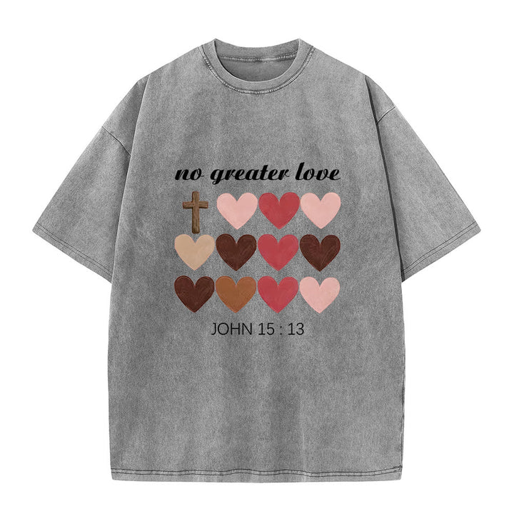 Christianartworkshop Keine größere Liebe – Johannes 15,13 – Unisex-T-Shirt mit gekreuzten Herzen (vorgewaschen) - Grau - 5XL - image 2