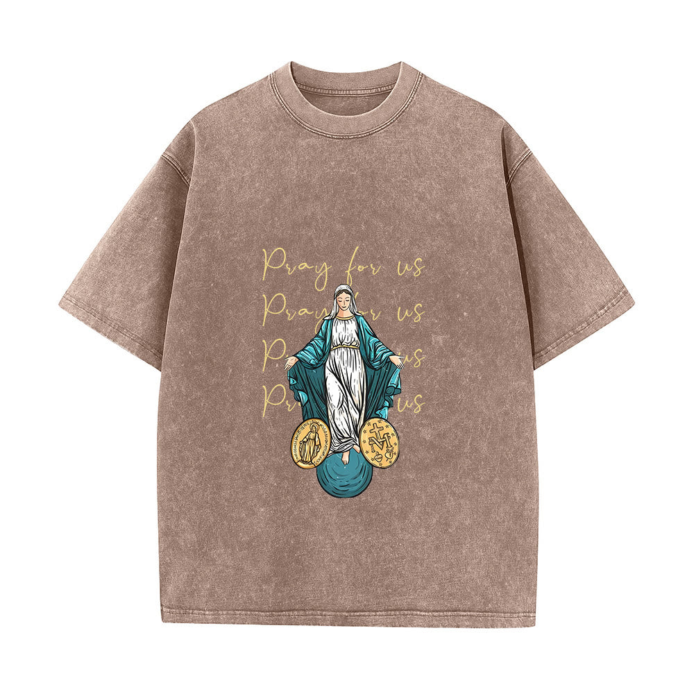 Christianartworkshop Betet für uns Jungfrau Maria Unisex-T-Shirt (vorgewaschen) - Braun - 5XL - image 0