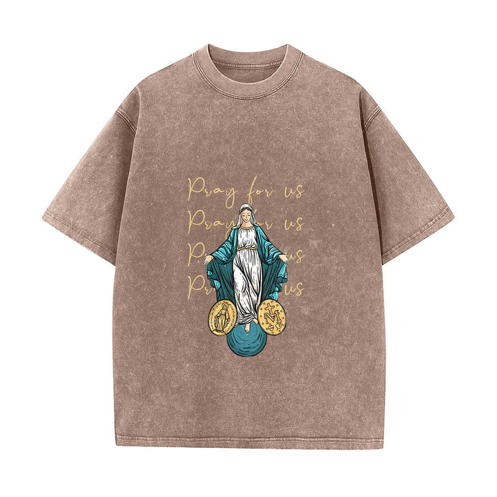 Christianartworkshop Betet für uns Jungfrau Maria Unisex-T-Shirt (vorgewaschen) - Braun - 5XL - image 0