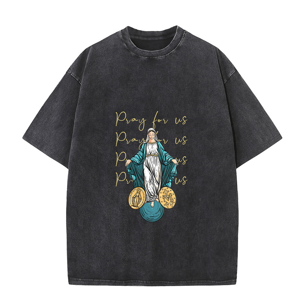 Christianartworkshop Betet für uns Jungfrau Maria Unisex-T-Shirt (vorgewaschen) - Schwarz - 5XL - image 1