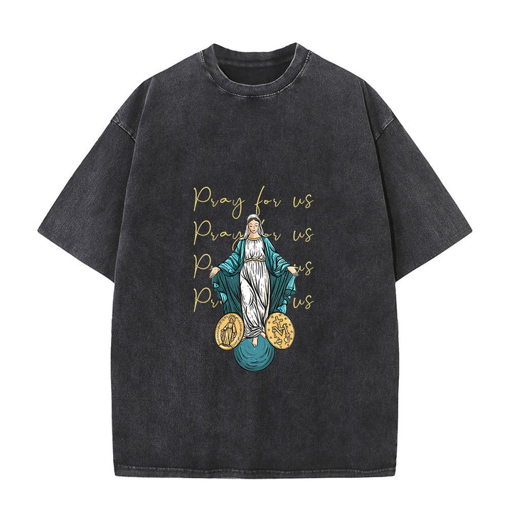 Christianartworkshop Betet für uns Jungfrau Maria Unisex-T-Shirt (vorgewaschen) - Schwarz - 5XL - image 1