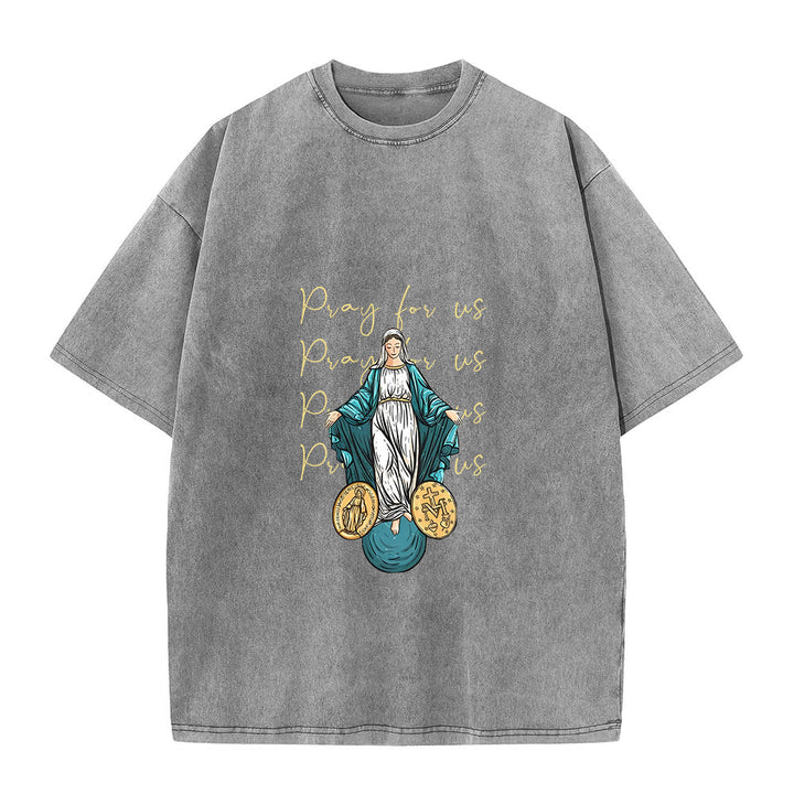 Christianartworkshop Betet für uns Jungfrau Maria Unisex-T-Shirt (vorgewaschen) - Grau - 5XL - image 2