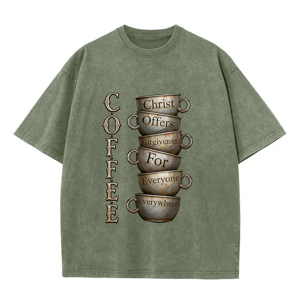 Christianartworkshop COFFEE Christus bietet Vergebung an Unisex-T-Shirt (vorgewaschen) - Armeegrün - 5XL - image 4