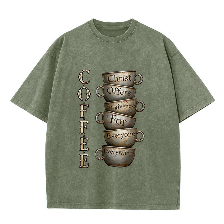 Christianartworkshop COFFEE Christus bietet Vergebung an Unisex-T-Shirt (vorgewaschen) - Armeegrün - 5XL - image 4
