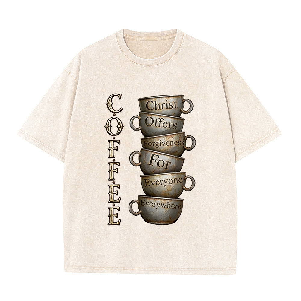 Christianartworkshop COFFEE Christus bietet Vergebung an Unisex-T-Shirt (vorgewaschen) - Beige - 5XL - image 5