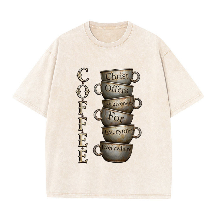 Christianartworkshop COFFEE Christus bietet Vergebung an Unisex-T-Shirt (vorgewaschen) - Beige - 5XL - image 5