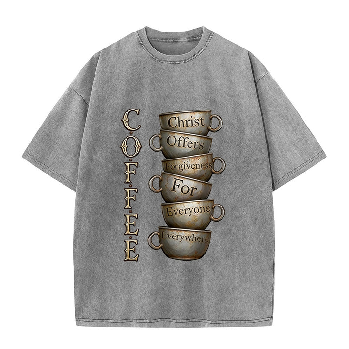 Christianartworkshop COFFEE Christus bietet Vergebung an Unisex-T-Shirt (vorgewaschen) - Grau - 5XL - image 2