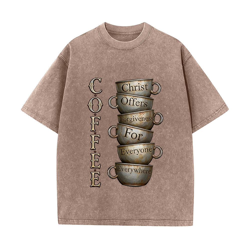 Christianartworkshop COFFEE Christus bietet Vergebung an Unisex-T-Shirt (vorgewaschen) - Braun - 5XL - image 0