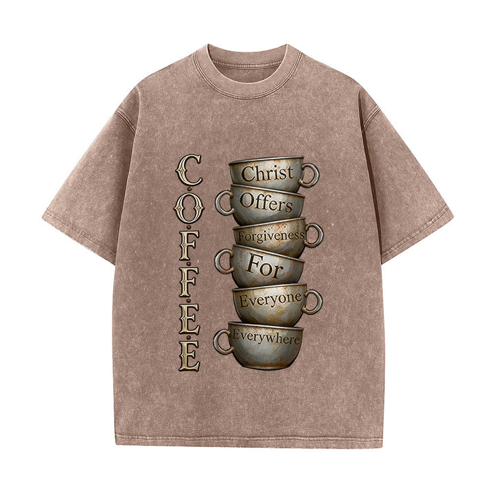 Christianartworkshop COFFEE Christus bietet Vergebung an Unisex-T-Shirt (vorgewaschen) - Braun - 5XL - image 0