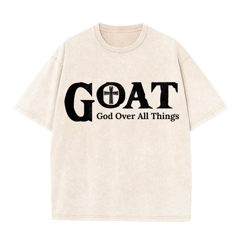 Christianartworkshop GOAT Gott über alles Unisex-T-Shirt (gewaschen) - Beige - 5XL - image 5