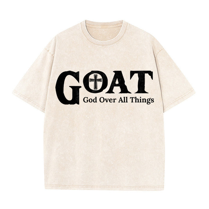 Christianartworkshop GOAT Gott über alles Unisex-T-Shirt (gewaschen) - Beige - 5XL - image 5