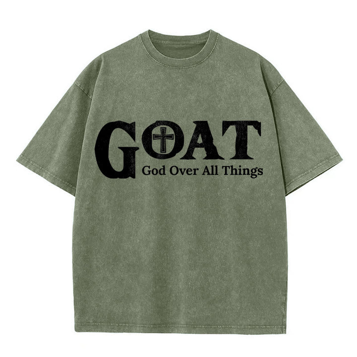 Christianartworkshop GOAT Gott über alles Unisex-T-Shirt (gewaschen) - Armeegrün - 5XL - image 3