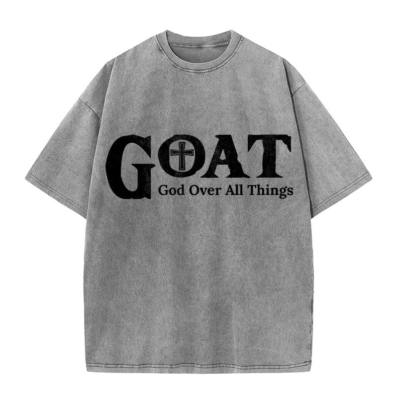 Christianartworkshop GOAT Gott über alles Unisex-T-Shirt (gewaschen) - Grau - 5XL - image 1