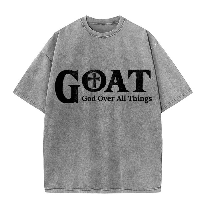 Christianartworkshop GOAT Gott über alles Unisex-T-Shirt (gewaschen) - Grau - 5XL - image 1