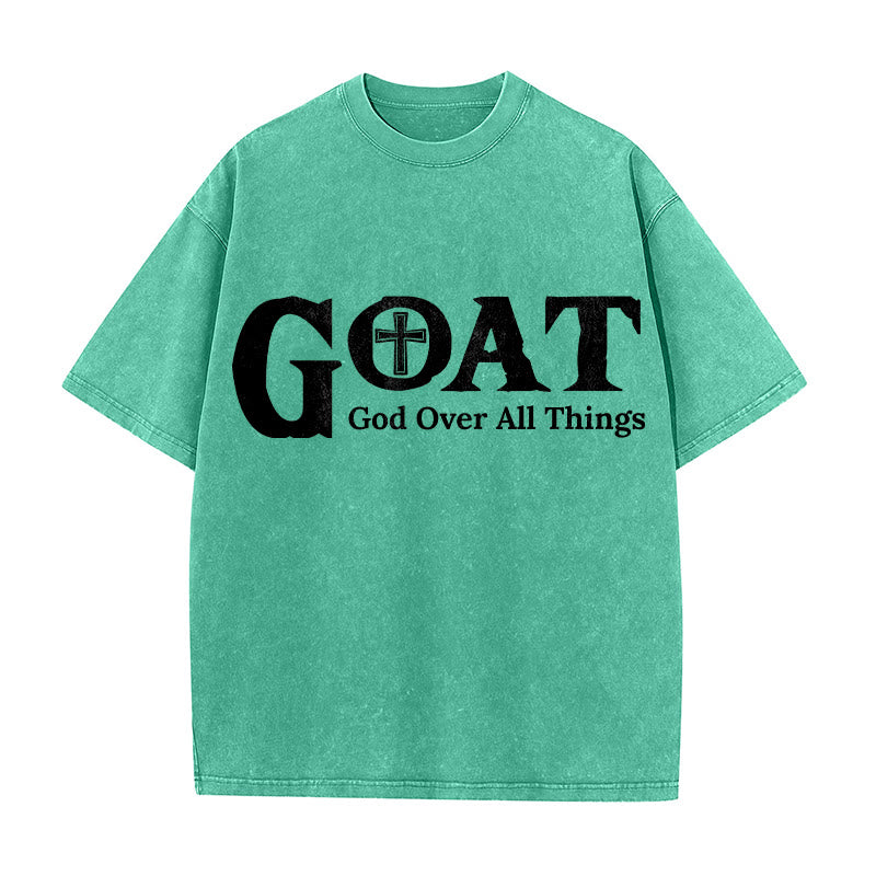 Christianartworkshop GOAT Gott über alles Unisex-T-Shirt (gewaschen) - Grün - 5XL - image 2
