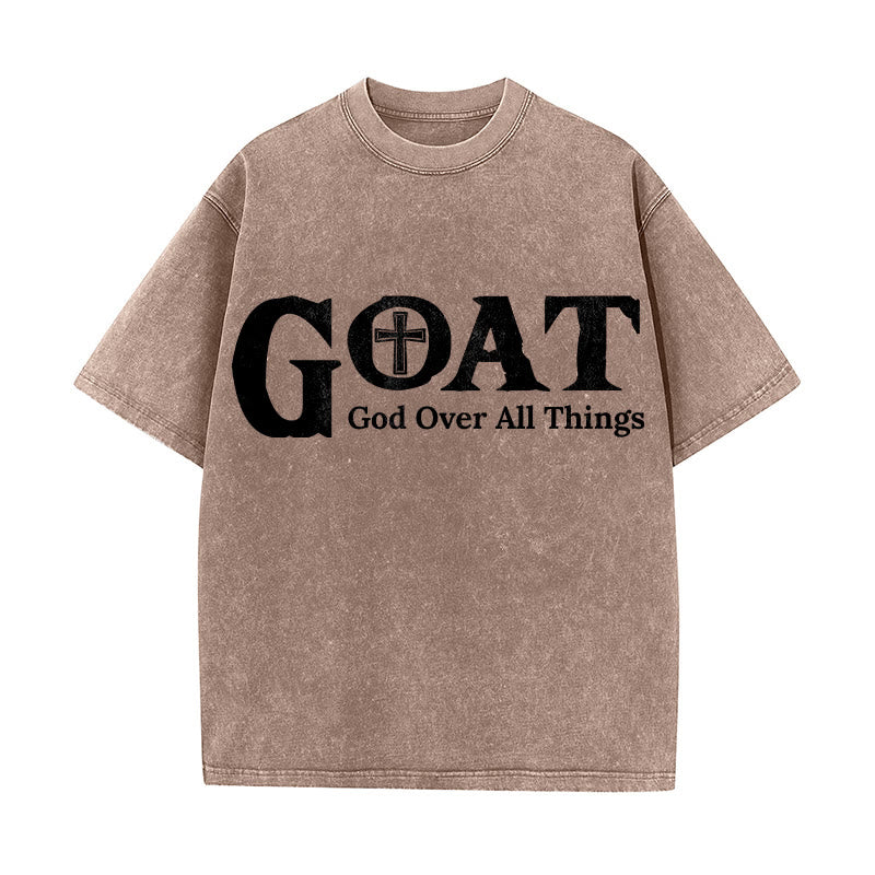 Christianartworkshop GOAT Gott über alles Unisex-T-Shirt (gewaschen) - Braun - 5XL - image 4