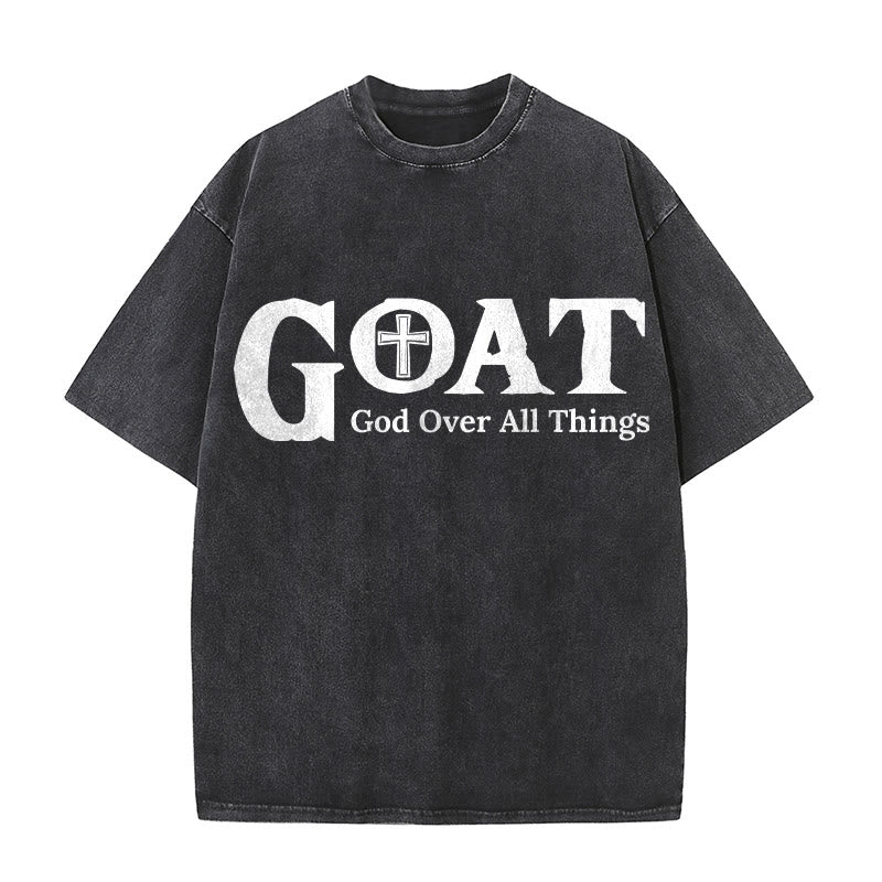 Christianartworkshop GOAT Gott über alles Unisex-T-Shirt (gewaschen) - Schwarz - 5XL - image 0