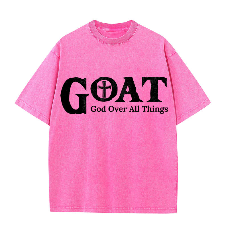 Christianartworkshop GOAT Gott über alles Unisex-T-Shirt (gewaschen) - Rosa - 5XL - image 8