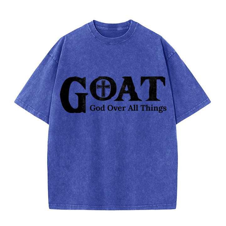 Christianartworkshop GOAT Gott über alles Unisex-T-Shirt (gewaschen) - Blau - 5XL - image 6