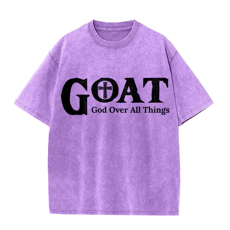Christianartworkshop GOAT Gott über alles Unisex-T-Shirt (gewaschen) - Lila - 5XL - image 7