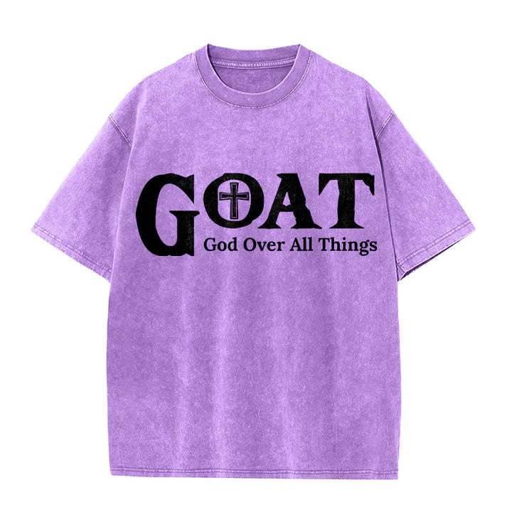 Christianartworkshop GOAT Gott über alles Unisex-T-Shirt (gewaschen) - Lila - 5XL - image 7