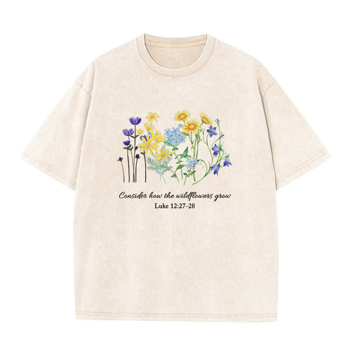 Christianartworkshop Unisex-T-Shirt „So wachsen die Wildblumen“ - Beige - 5XL - image 6