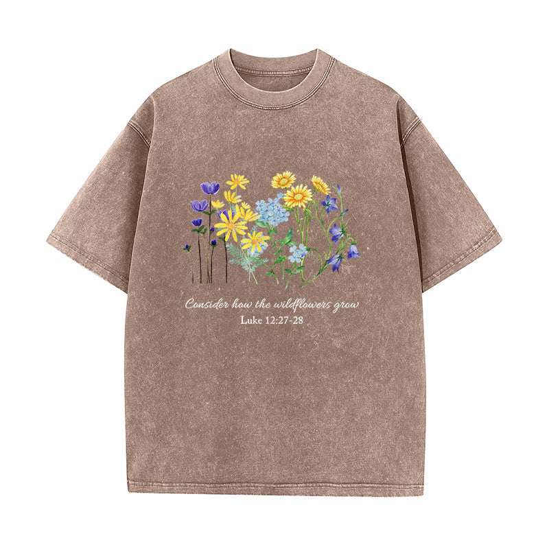 Christianartworkshop Unisex-T-Shirt „So wachsen die Wildblumen“ - Braun - 5XL - image 5