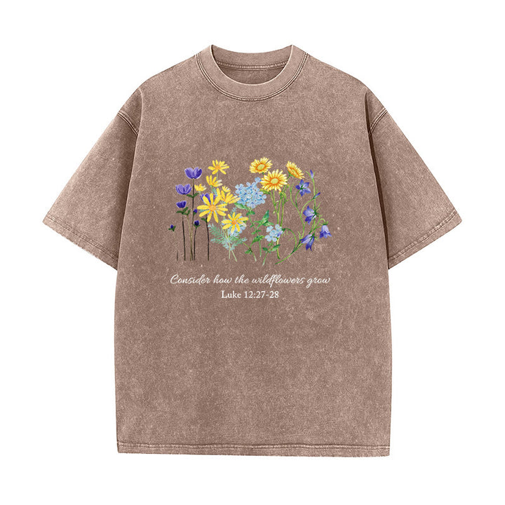 Christianartworkshop Unisex-T-Shirt „So wachsen die Wildblumen“ - Braun - 5XL - image 5