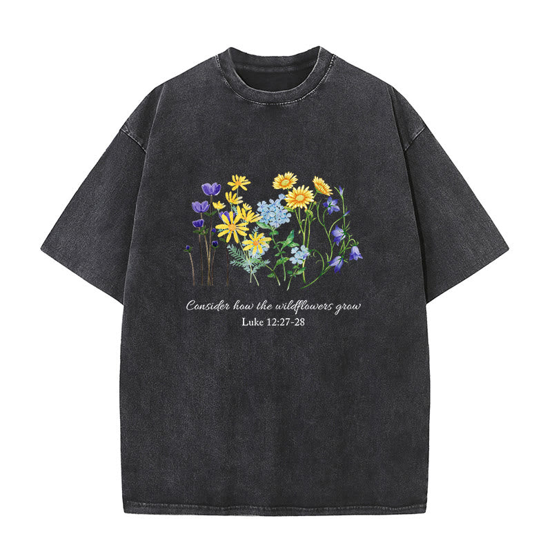Christianartworkshop Unisex-T-Shirt „So wachsen die Wildblumen“ - Schwarz - 5XL - image 1