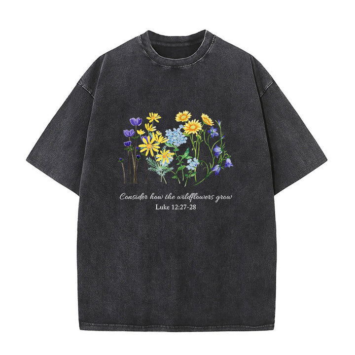 Christianartworkshop Unisex-T-Shirt „So wachsen die Wildblumen“ - Schwarz - 5XL - image 1