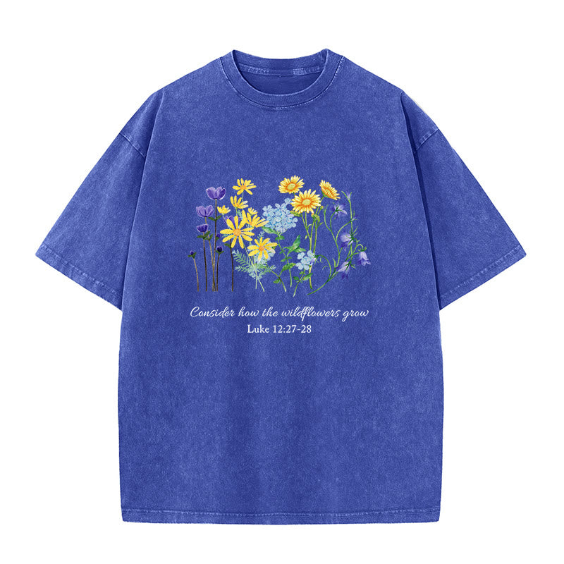 Christianartworkshop Unisex-T-Shirt „So wachsen die Wildblumen“ - Blau - 5XL - image 7