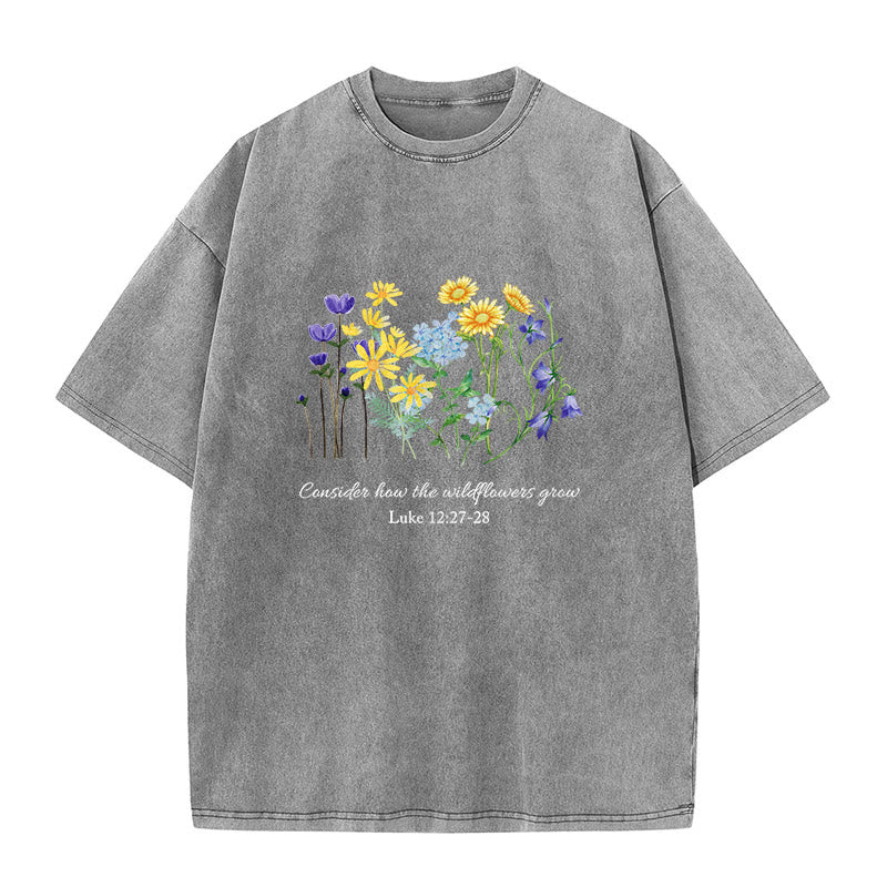Christianartworkshop Unisex-T-Shirt „So wachsen die Wildblumen“ - Grau - 5XL - image 2