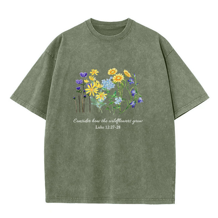 Christianartworkshop Unisex-T-Shirt „So wachsen die Wildblumen“ - Armeegrün - 5XL - image 4