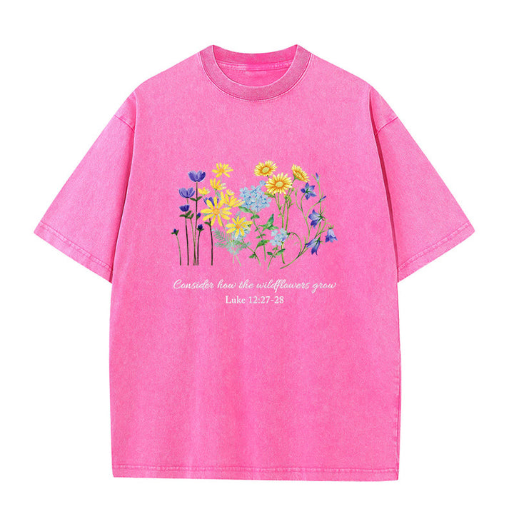 Christianartworkshop Unisex-T-Shirt „So wachsen die Wildblumen“ - Rosa - 5XL - image 8