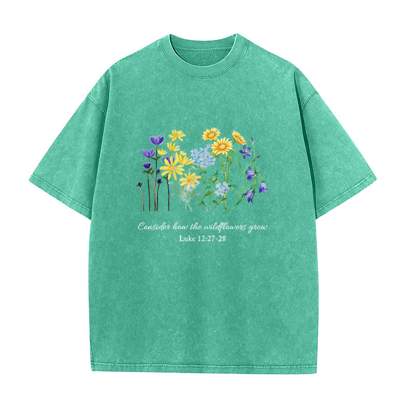 Christianartworkshop Unisex-T-Shirt „So wachsen die Wildblumen“ - Grün - 5XL - image 3