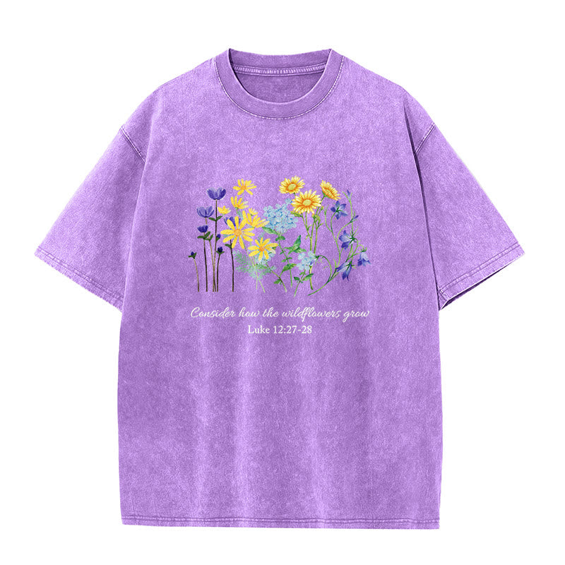 Christianartworkshop Unisex-T-Shirt „So wachsen die Wildblumen“ - Lila - 5XL - image 0