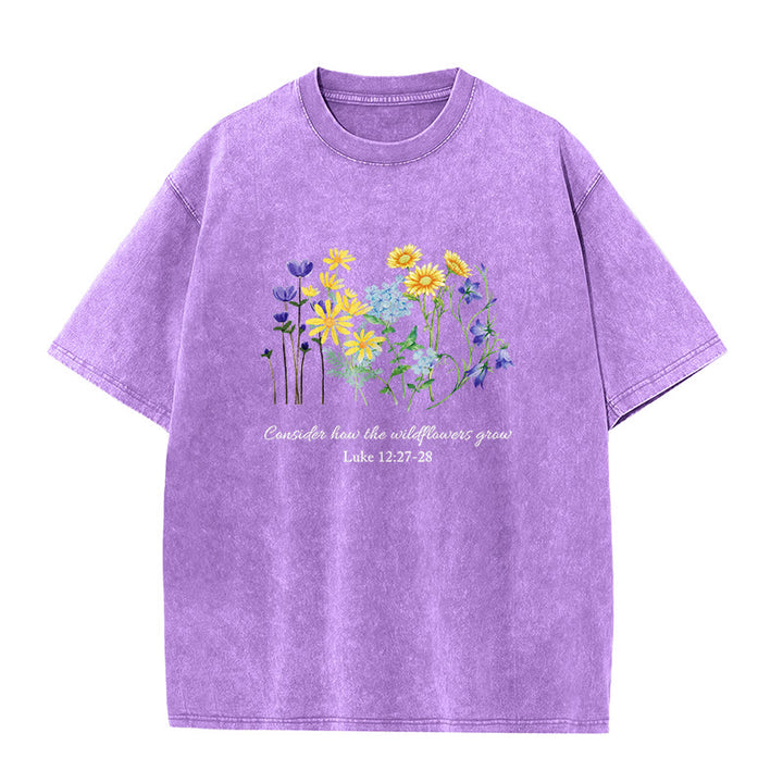 Christianartworkshop Unisex-T-Shirt „So wachsen die Wildblumen“ - Lila - 5XL - image 0