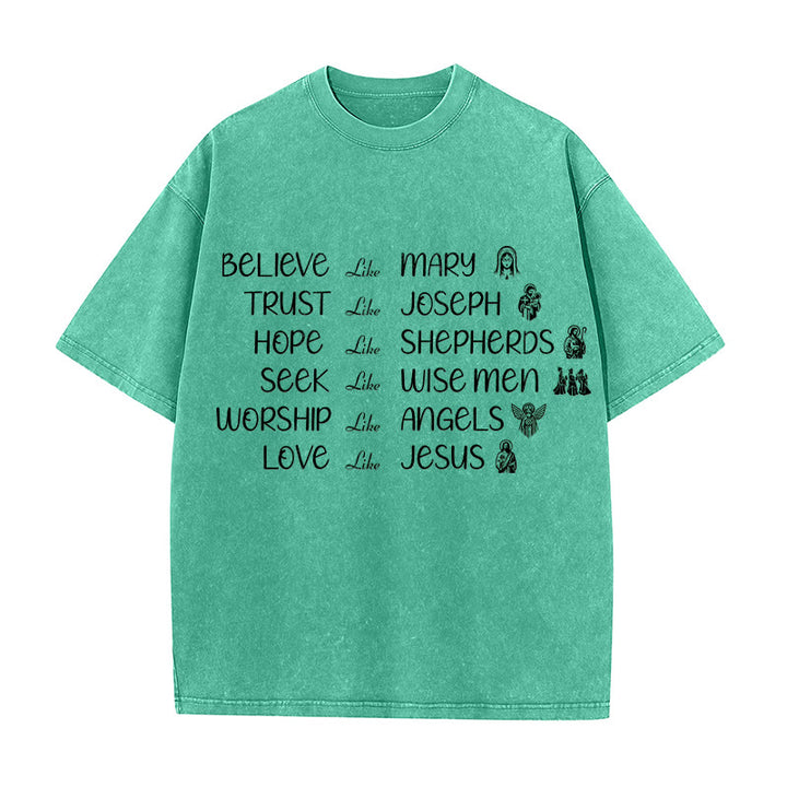 Christianartworkshop Unisex-T-Shirt mit Glaubensbekenntnis zu biblischen Helden - Grün - 5XL - image 2