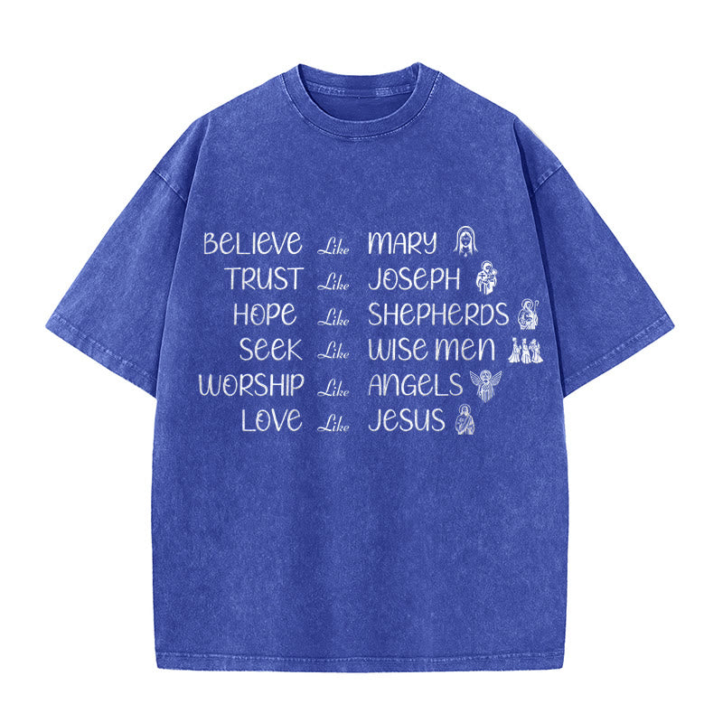 Christianartworkshop Unisex-T-Shirt mit Glaubensbekenntnis zu biblischen Helden - Blau - 5XL - image 6