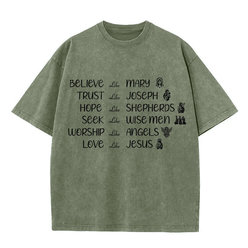 Christianartworkshop Unisex-T-Shirt mit Glaubensbekenntnis zu biblischen Helden - Armeegrün - 5XL - image 3