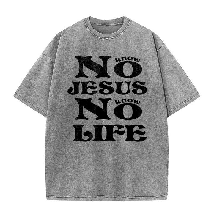Christianartworkshop Unisex-T-Shirt „Kein Jesus, kein Leben“ (vorgewaschen) - Grau - 5XL - image 1
